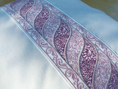 Scalamandre Pillow Case MET Paisley Embroidery  Square Silk Velvet White Pink Plain Solid 22x22 inches MSRP USD 678/y