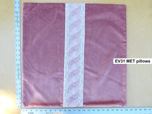 Scalamandre Pillow Case MET Paisley Embroidery  Square Silk Velvet Pink Plain Solid 22x22 inches MSRP USD 678+/y