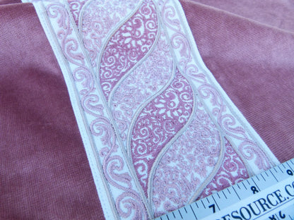 Scalamandre Pillow Case MET Paisley Embroidery  Square Silk Velvet Pink Plain Solid 22x22 inches MSRP USD 678+/y