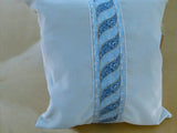 Scalamandre Pillow Case MET Paisley Embroidery  Square Silk Velvet White Blue Plain Solid 22x22 inches MSRP USD 678/y