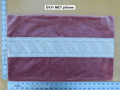 Scalamandre Pillow Case MET Paisley Embroidery  Square Silk Velvet Pink White Plain Solid 23x22 inches MSRP USD 678+/y