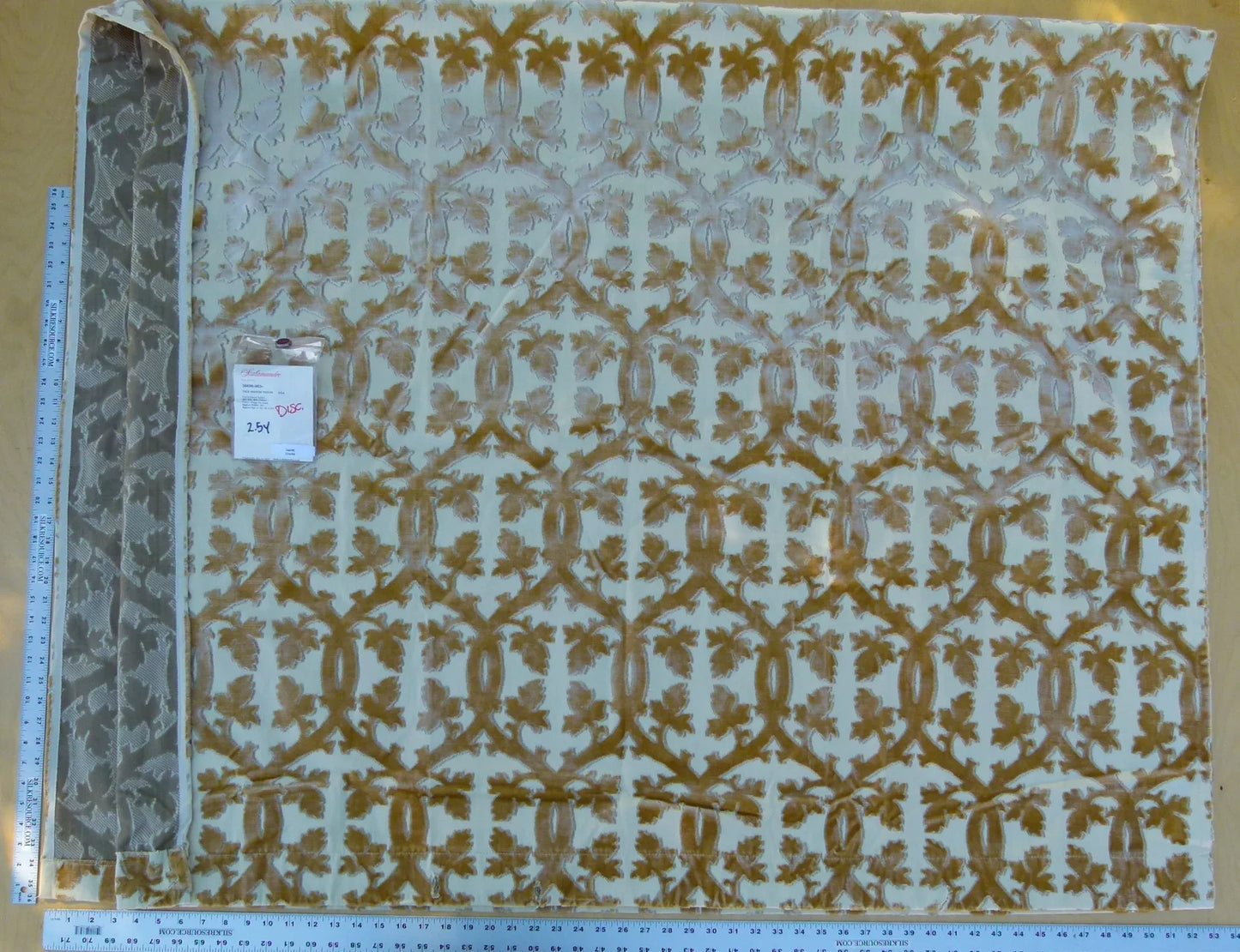 Scalamandre Length 2.5Y Falk Manor House Beige Velvet Silk Velvet Botanical Foliage MSRP USD 498/y