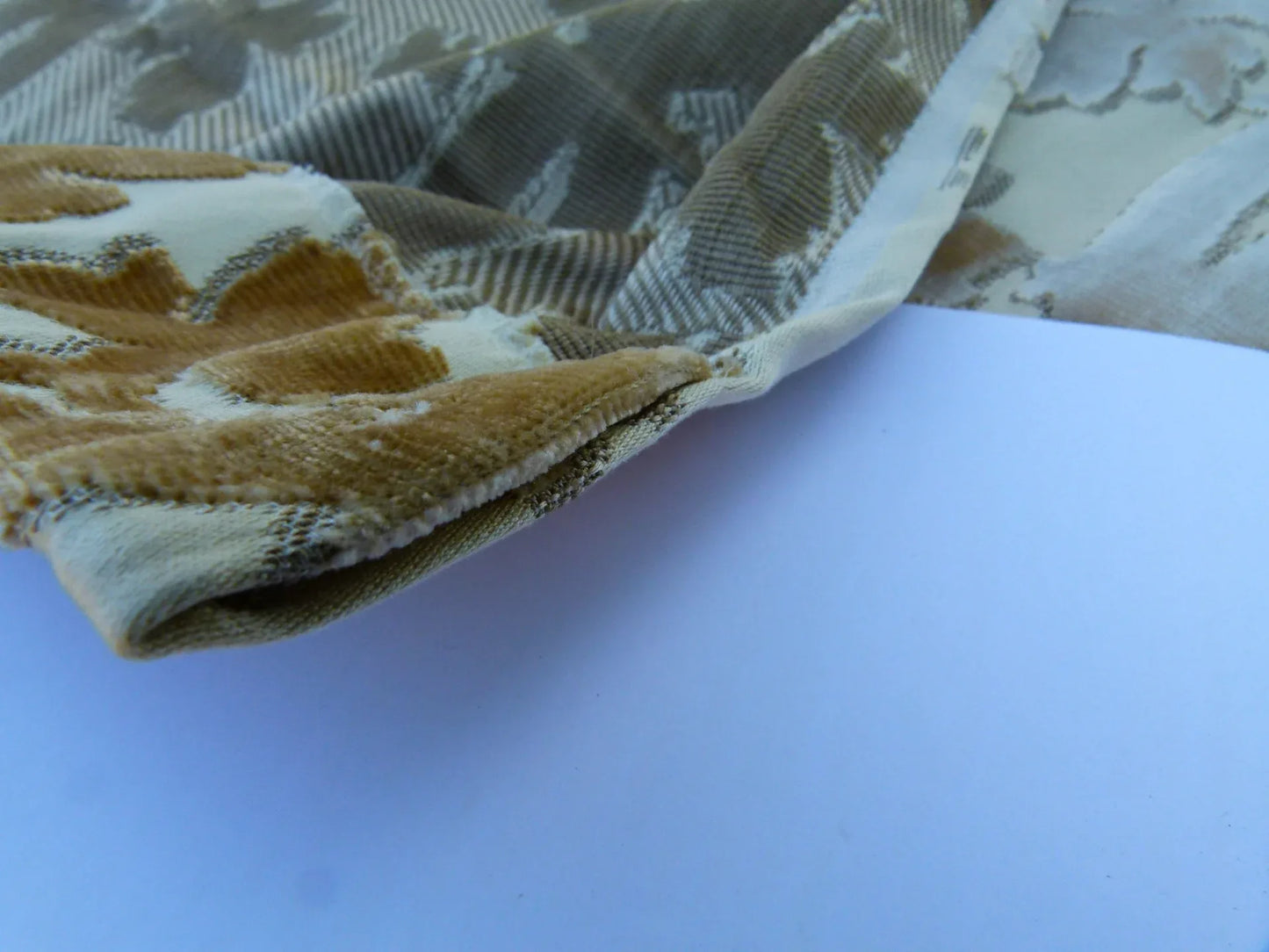 Scalamandre Length 2.5Y Falk Manor House Beige Velvet Silk Velvet Botanical Foliage MSRP USD 498/y