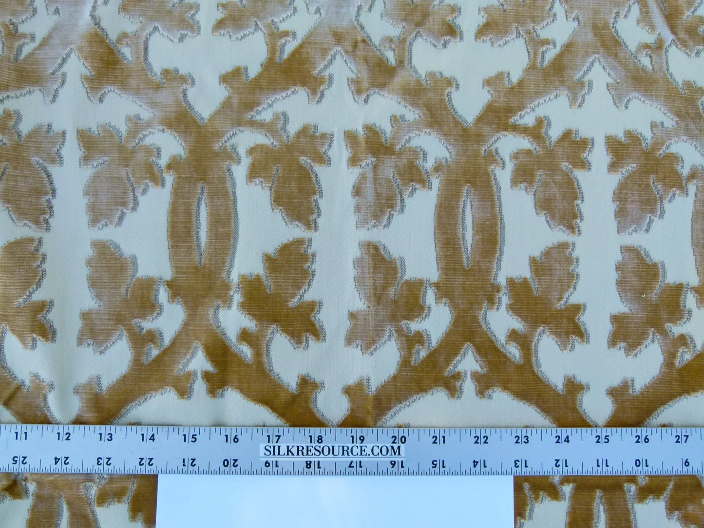 Scalamandre Length 2.5Y Falk Manor House Beige Velvet Silk Velvet Botanical Foliage MSRP USD 498/y