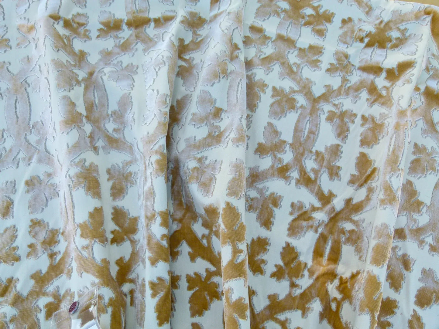 Scalamandre Length 2.5Y Falk Manor House Beige Velvet Silk Velvet Botanical Foliage MSRP USD 498/y