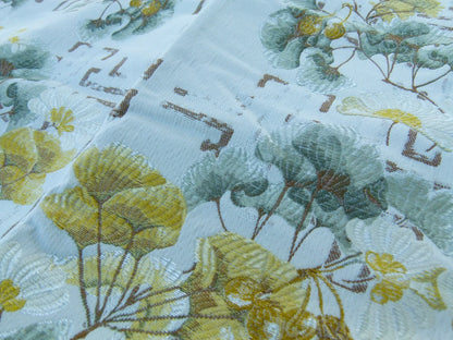 Scalamandre Colony Length 2.5Y Ginkgo Biscuit Chinoiserie Tree Floral White Yellow Tree Foliage and Nuts MSRP USD 470/y