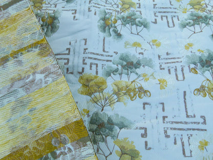 Scalamandre Colony Length 2.5Y Ginkgo Biscuit Chinoiserie Tree Floral White Yellow Tree Foliage and Nuts MSRP USD 470/y