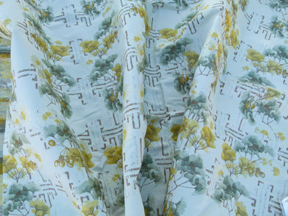 Scalamandre Colony Length 2.5Y Ginkgo Biscuit Chinoiserie Tree Floral White Yellow Tree Foliage and Nuts MSRP USD 470/y