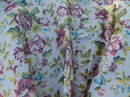 Scalamandre Length 2.4Y Seicento Peony Pomegranate Silk Floral Red Green Yellow MSRP USD 1406/y