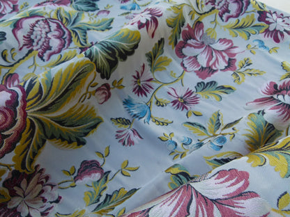 Scalamandre Length 2.4Y Seicento Peony Pomegranate Silk Floral Red Green Yellow MSRP USD 1406/y