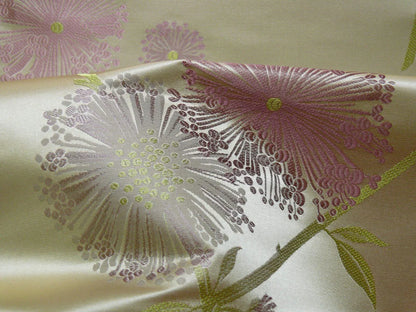 Stunner! 100% Silk Lampas Satin Mod Branch Tree" Cinder Rose" Pink Blue Lavender