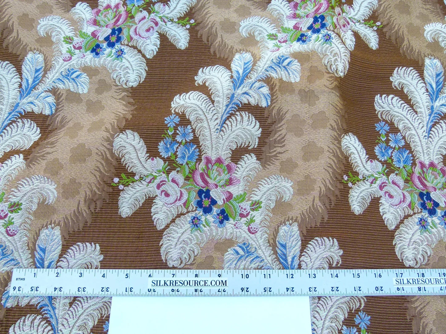 Scalamandre Length 0.86Y Cheverny Raspberry Blue Cocoa Floral Historic MSRP USD 2452/y
