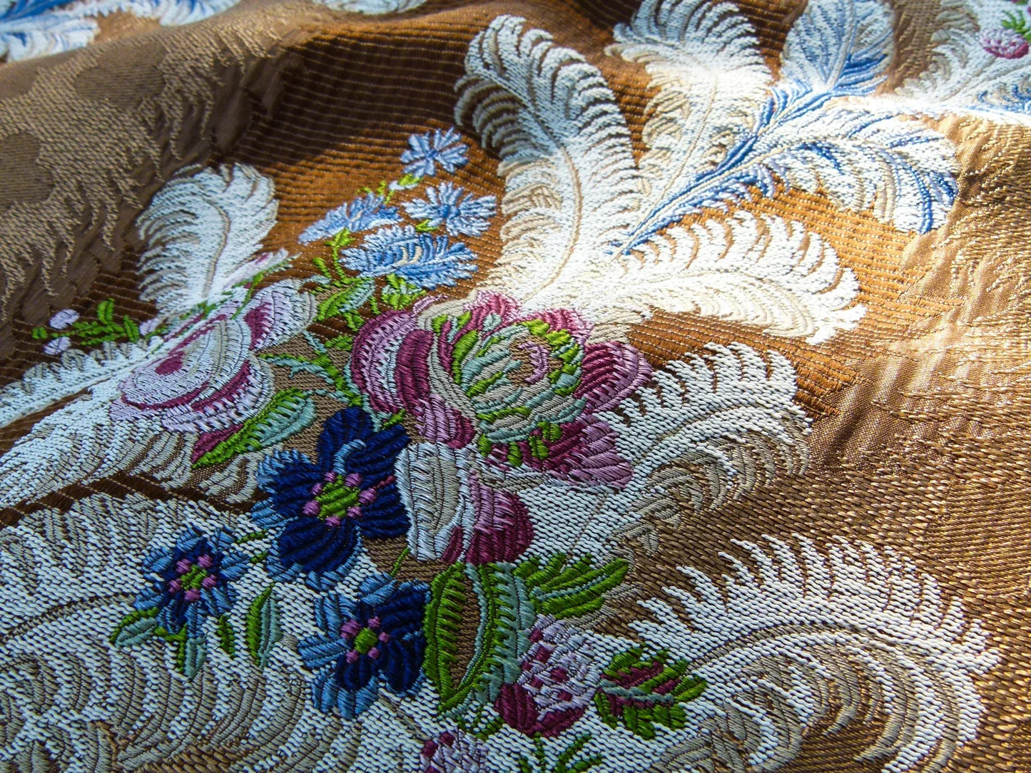 Scalamandre Length 0.86Y Cheverny Raspberry Blue Cocoa Floral Historic MSRP USD 2452/y