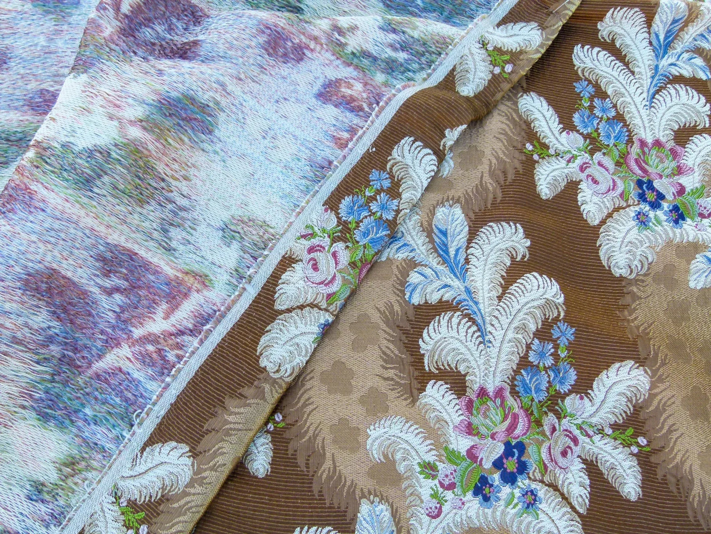 Scalamandre Length 0.86Y Cheverny Raspberry Blue Cocoa Floral Historic MSRP USD 2452/y