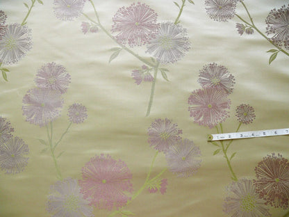 Stunner! 100% Silk Lampas Satin Mod Branch Tree" Cinder Rose" Pink Blue Lavender