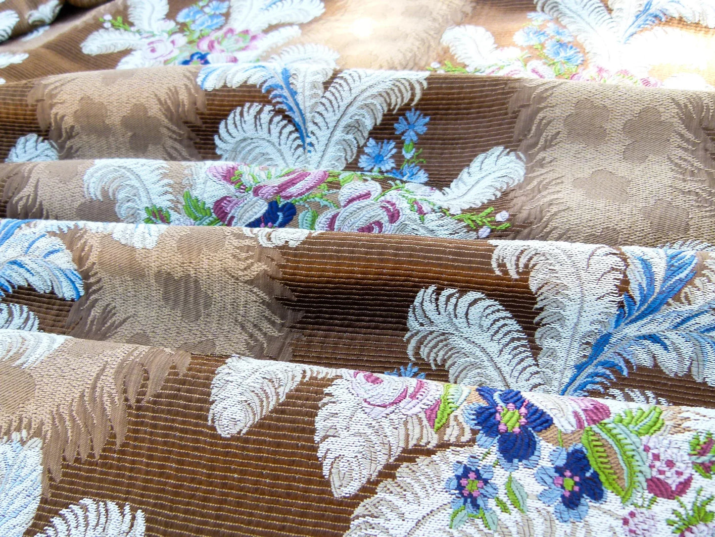 Scalamandre Length 0.86Y Cheverny Raspberry Blue Cocoa Floral Historic MSRP USD 2452/y