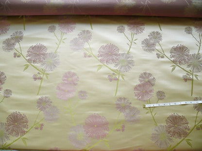 Stunner! 100% Silk Lampas Satin Mod Branch Tree" Cinder Rose" Pink Blue Lavender