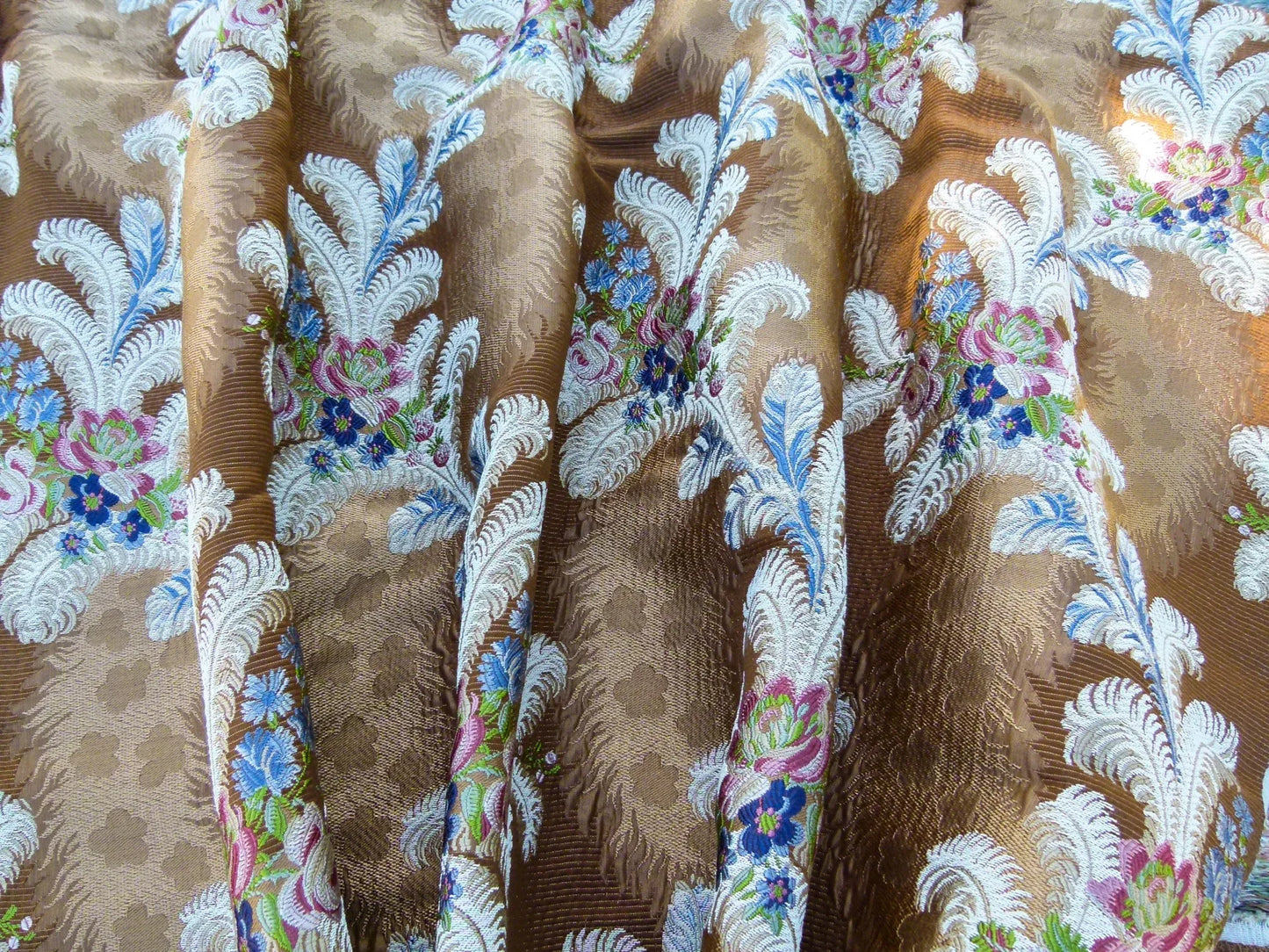 Scalamandre Length 0.86Y Cheverny Raspberry Blue Cocoa Floral Historic MSRP USD 2452/y