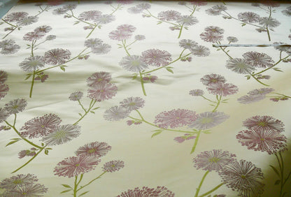 Stunner! 100% Silk Lampas Satin Mod Branch Tree" Cinder Rose" Pink Blue Lavender