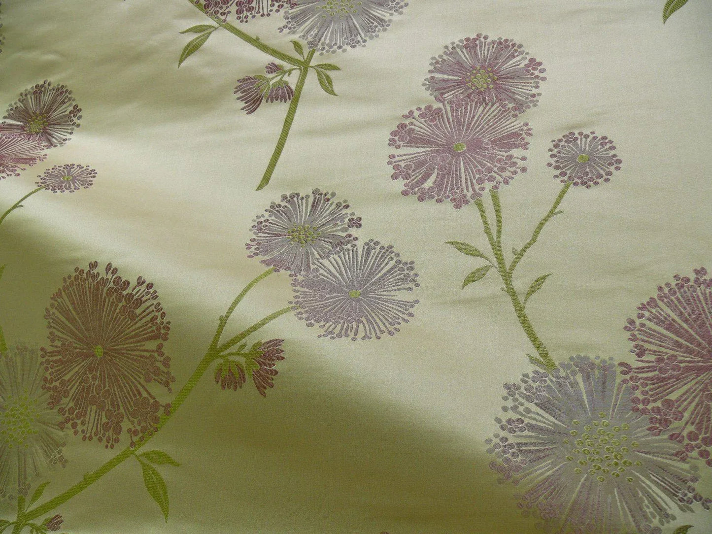 Stunner! 100% Silk Lampas Satin Mod Branch Tree" Cinder Rose" Pink Blue Lavender