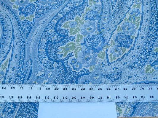 Scalamandre Length 2.5y Valeria Azure Blue Paisley Silk Lampas MSRP USD 1100+/y