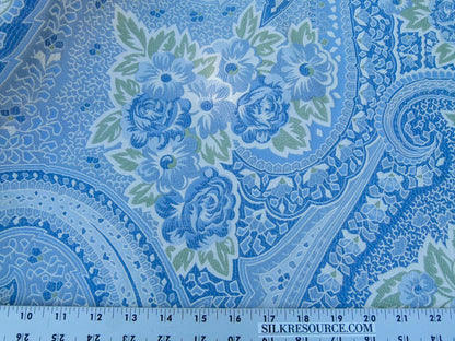 Scalamandre Length 2.5y Valeria Azure Blue Paisley Silk Lampas MSRP USD 1100+/y