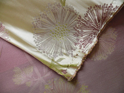 Stunner! 100% Silk Lampas Satin Mod Branch Tree" Cinder Rose" Pink Blue Lavender