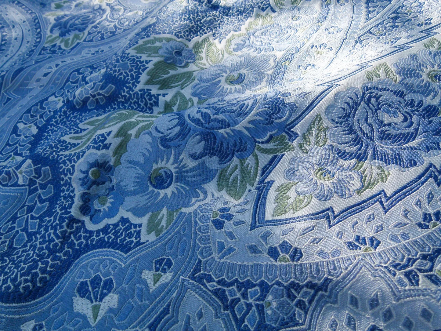 Scalamandre Length 2.5y Valeria Azure Blue Paisley Silk Lampas MSRP USD 1100+/y