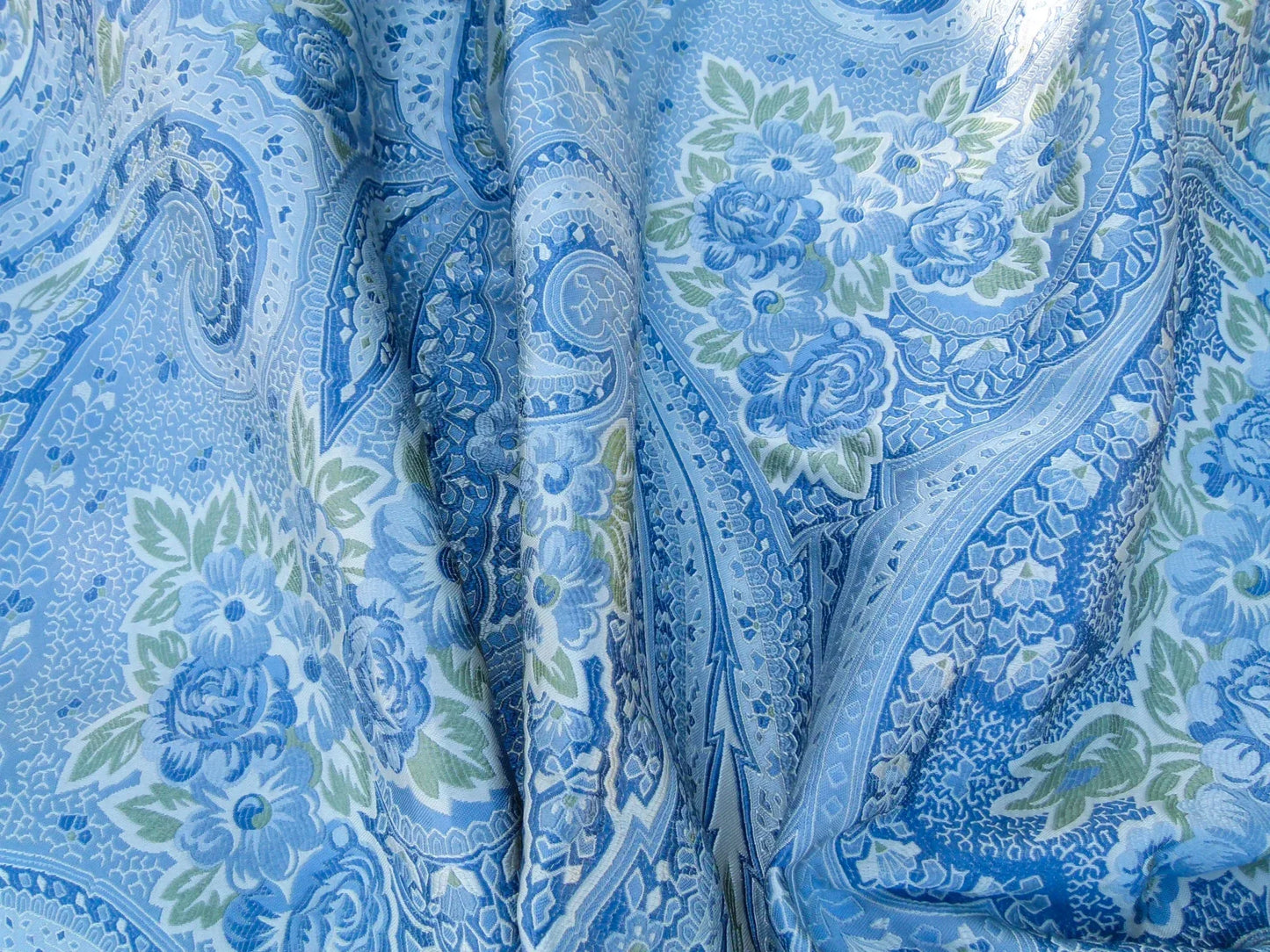 Scalamandre Length 2.5y Valeria Azure Blue Paisley Silk Lampas MSRP USD 1100+/y