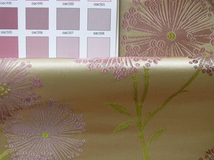 Stunner! 100% Silk Lampas Satin Mod Branch Tree" Cinder Rose" Pink Blue Lavender