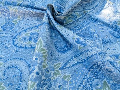 Scalamandre Length 2.5y Valeria Azure Blue Paisley Silk Lampas MSRP USD 1100+/y