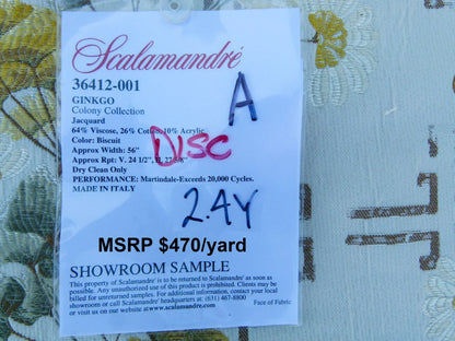 Scalamandre Length 2.4Y Ginkgo Biscuit Chinoiserie Floral White Yellow MSRP USD 470/y