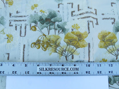 Scalamandre Length 2.4Y Ginkgo Biscuit Chinoiserie Floral White Yellow MSRP USD 470/y