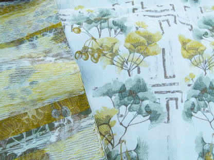 Scalamandre Length 2.4Y Ginkgo Biscuit Chinoiserie Floral White Yellow MSRP USD 470/y