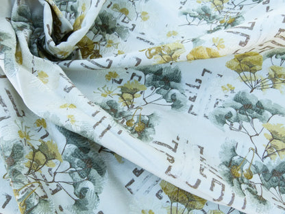 Scalamandre Length 2.4Y Ginkgo Biscuit Chinoiserie Floral White Yellow MSRP USD 470/y