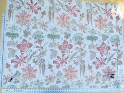 Scalamandre Length 1.2Y Rossetta Peach Apricot on White Silk Damask Novelty MSRP USD 1200+/y