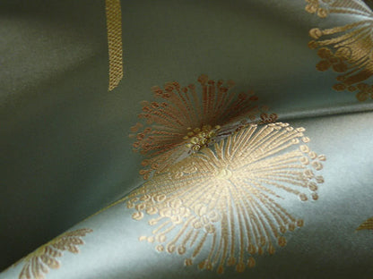 Stunner! 100% Silk Lampas Satin Mod Branch Tree"surf" Blue Aqua Gold Bty