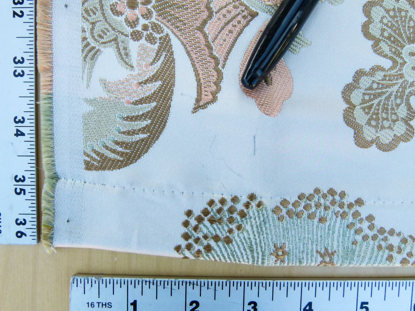 Scalamandre Length 1.2Y Rossetta Peach Apricot on White Silk Damask Novelty MSRP USD 1200+/y