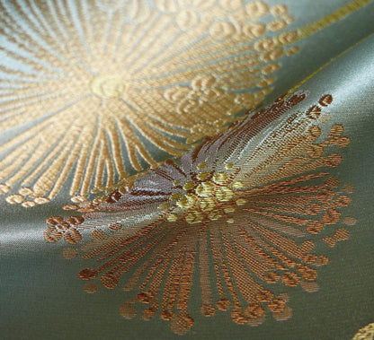 Stunner! 100% Silk Lampas Satin Mod Branch Tree"surf" Blue Aqua Gold Bty