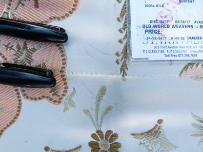 Scalamandre Length 1.2Y Rossetta Peach Apricot on White Silk Damask Novelty MSRP USD 1200+/y