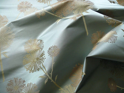 Stunner! 100% Silk Lampas Satin Mod Branch Tree"surf" Blue Aqua Gold Bty