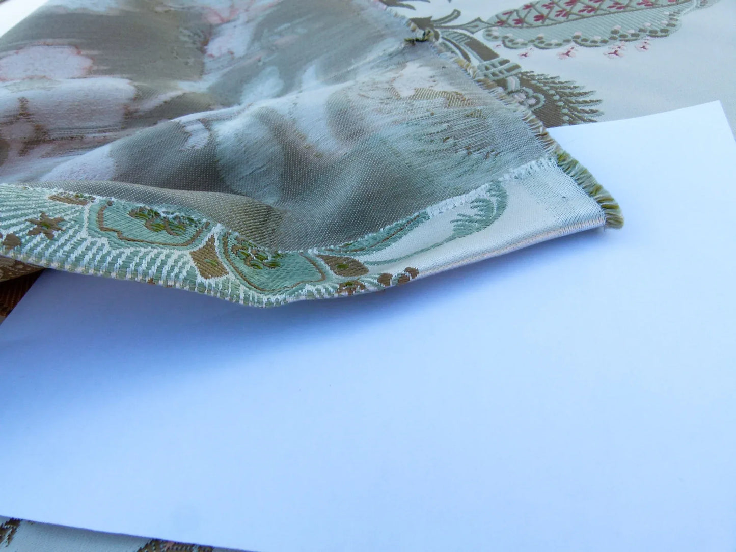 Scalamandre Length 1.2Y Rossetta Peach Apricot on White Silk Damask Novelty MSRP USD 1200+/y