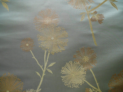 Stunner! 100% Silk Lampas Satin Mod Branch Tree"surf" Blue Aqua Gold Bty