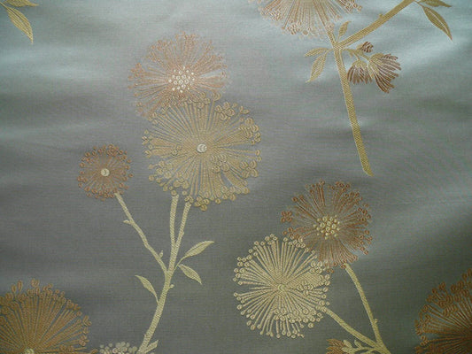 Stunner! 100% Silk Lampas Satin Mod Branch Tree"surf" Blue Aqua Gold Bty