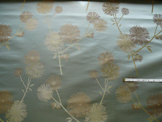 Stunner! 100% Silk Lampas Satin Mod Branch Tree"surf" Blue Aqua Gold Bty