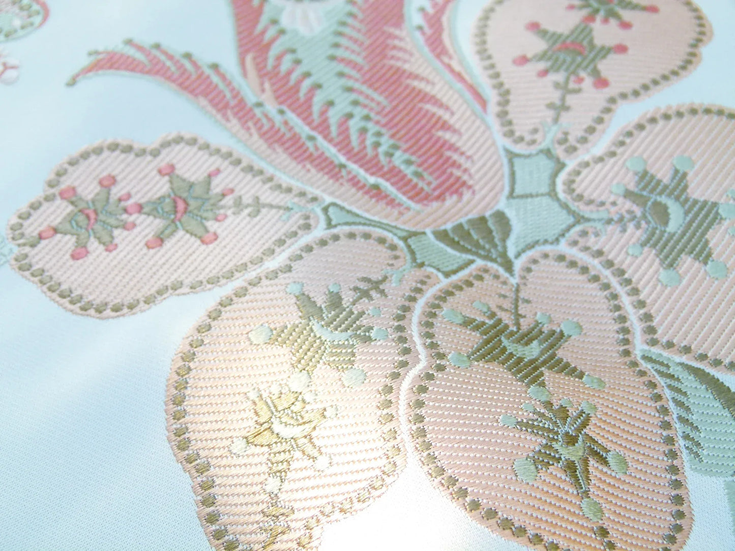 Scalamandre Length 1.2Y Rossetta Peach Apricot on White Silk Damask Novelty MSRP USD 1200+/y