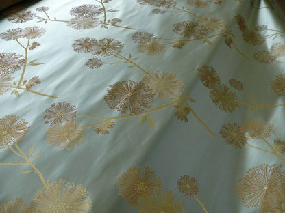 Stunner! 100% Silk Lampas Satin Mod Branch Tree"surf" Blue Aqua Gold Bty