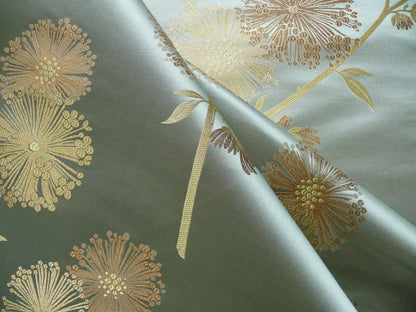 Stunner! 100% Silk Lampas Satin Mod Branch Tree"surf" Blue Aqua Gold Bty