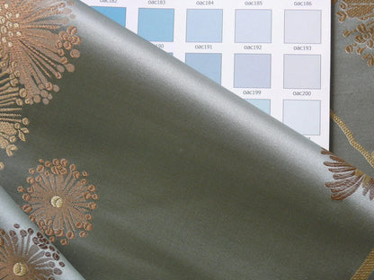 Stunner! 100% Silk Lampas Satin Mod Branch Tree"surf" Blue Aqua Gold Bty