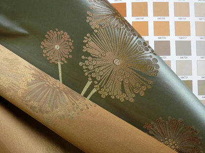 Stunner! 100% Silk Lampas Satin Mod Branch Tree"surf" Blue Aqua Gold Bty